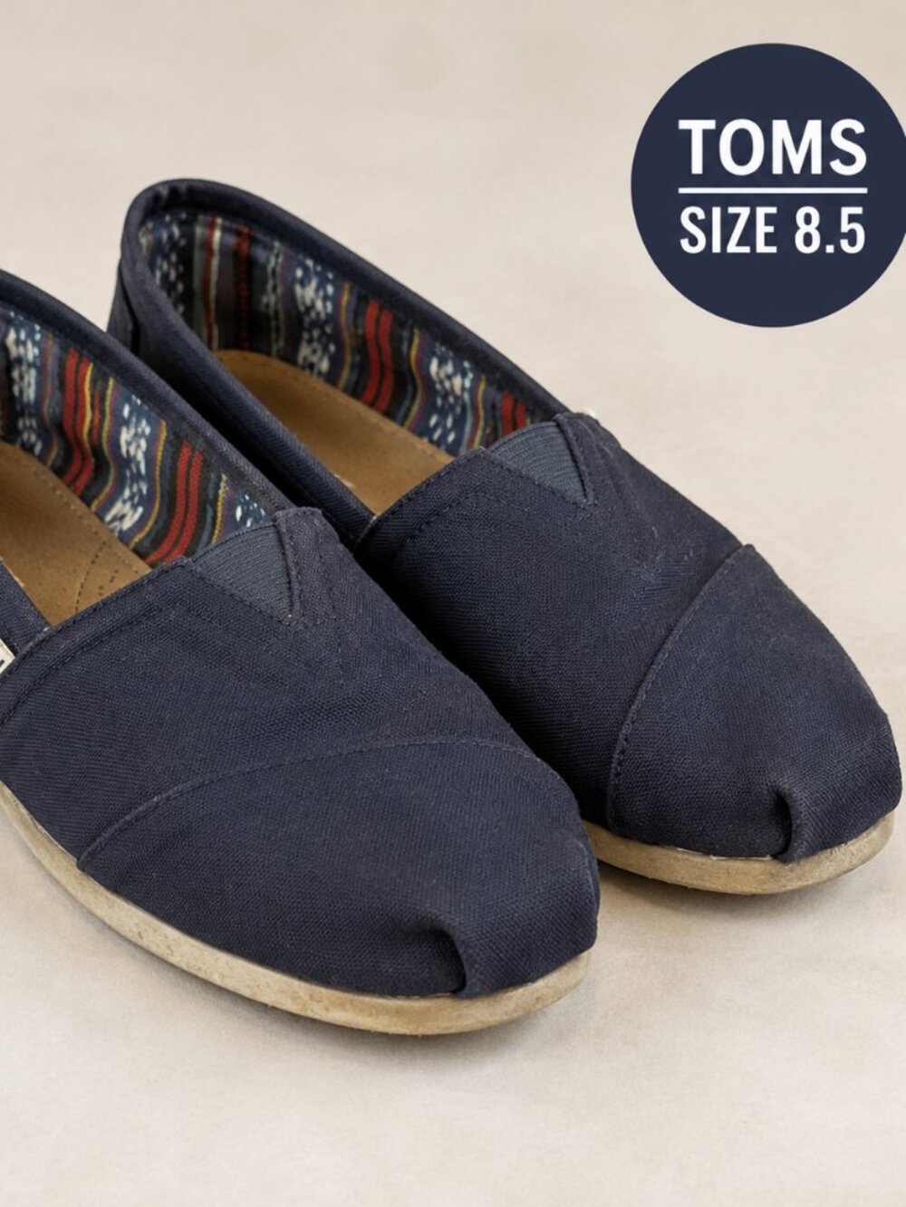 TOMS | 8.5 | Navy Blue Classic Canvas Slip-On Flats .5
